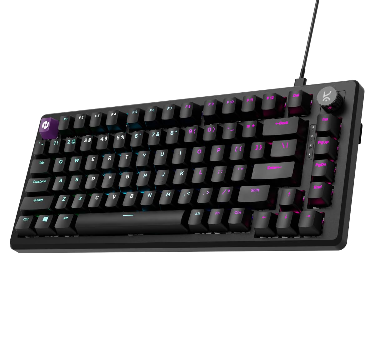 Kreo Hive 65 RGB Mechanical Gaming Keyboard | Pre-Lubed Switches, Anti-Ghosting, 5-Pin Hot-Swap | Wired 65% Keyboard with RGB Backlight & Detachable USB-C Cable (Black)