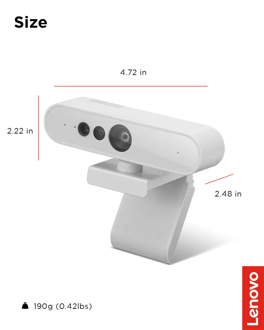 Lenovo 300 FHD Webcam with Full Stereo Dual Built-in Mics | FHD 1080P 2.1 Megapixel CMOS Camera with USB |Ultra-Wide 95° Lens, 4X Digital Zoom | 360 Rotation | Cloud Grey