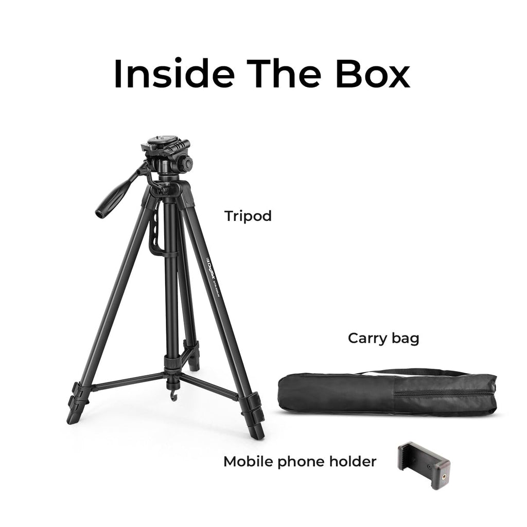 DIGITEK (DTR 550 LW) 67 Inch Foldable Tripod Stand with Phone Holder & 360° Ball Head, 5kg Load Capacity, Aluminum Alloy Legs with Rubberized Feet & Flip Locks, Carry Bag, for Photo & Video Shoots