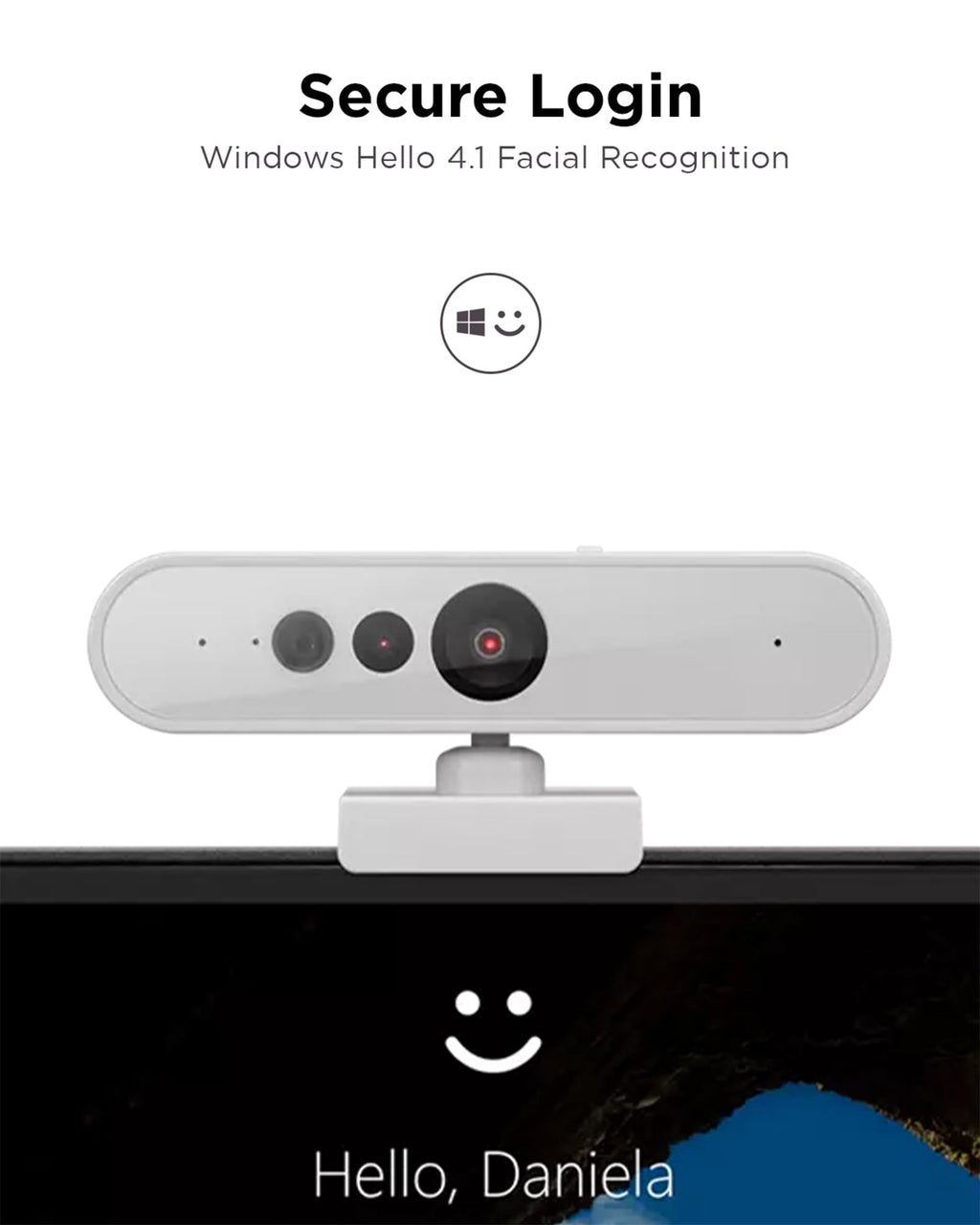 Lenovo 300 FHD Webcam with Full Stereo Dual Built-in Mics | FHD 1080P 2.1 Megapixel CMOS Camera with USB |Ultra-Wide 95° Lens, 4X Digital Zoom | 360 Rotation | Cloud Grey