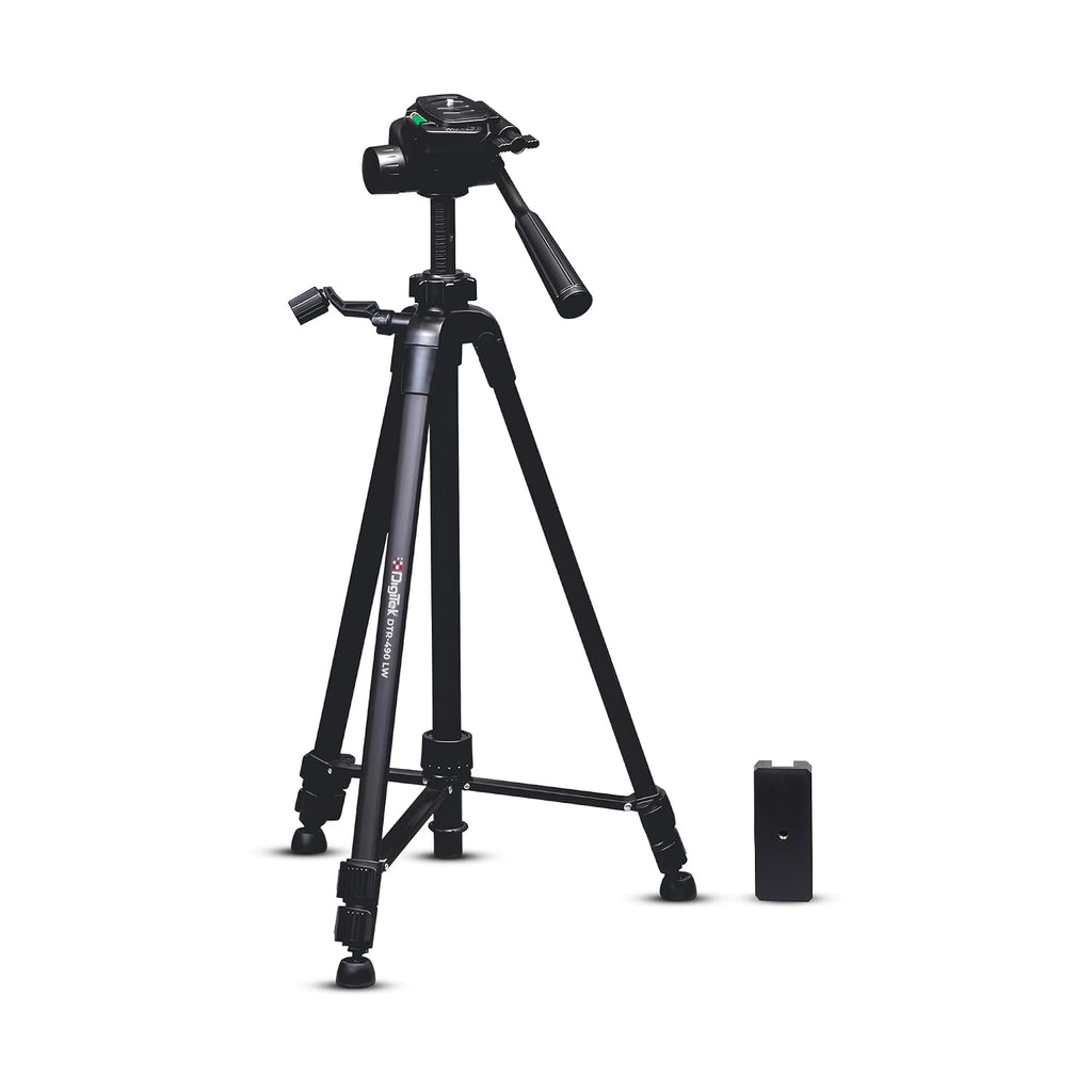 DIGITEK (DTR 550 LW) 67 Inch Foldable Tripod Stand with Phone Holder & 360° Ball Head, 5kg Load Capacity, Aluminum Alloy Legs with Rubberized Feet & Flip Locks, Carry Bag, for Photo & Video Shoots