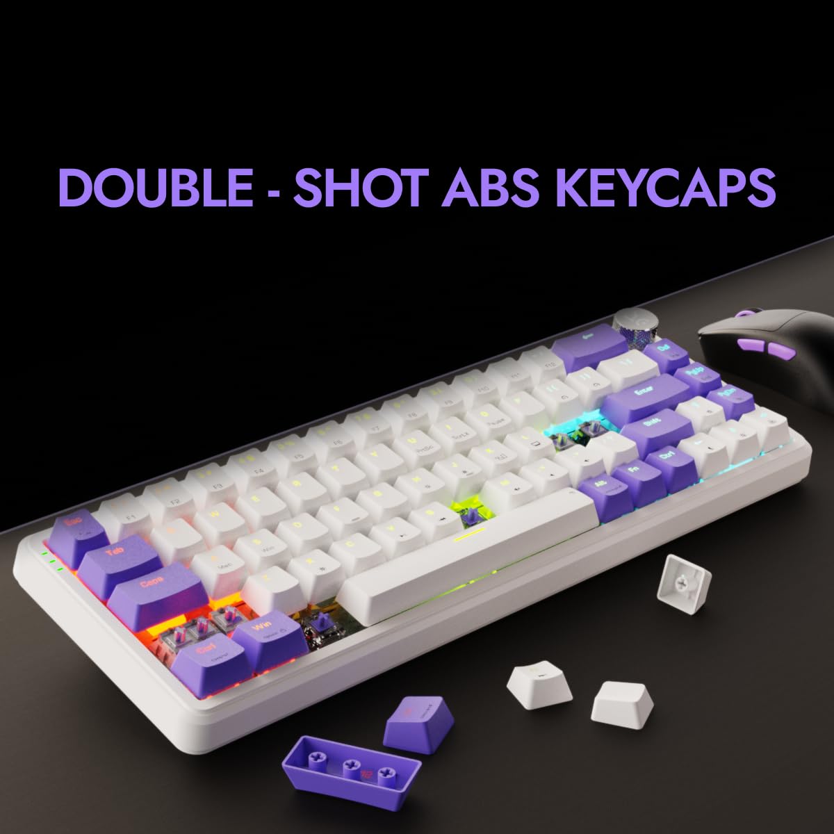 Kreo Hive 65 RGB Mechanical Gaming Keyboard | Pre-Lubed Switches, Anti-Ghosting, 5-Pin Hot-Swap | Wired 65% Keyboard with RGB Backlight & Detachable USB-C Cable (Black)