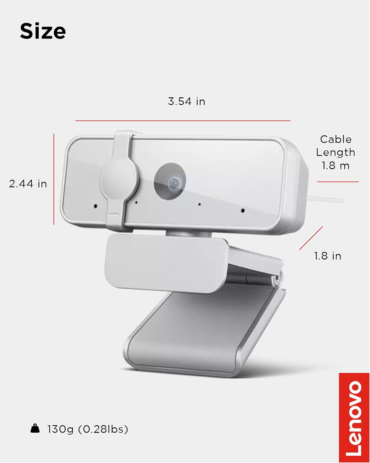 Lenovo 300 FHD Webcam with Full Stereo Dual Built-in Mics | FHD 1080P 2.1 Megapixel CMOS Camera with USB |Ultra-Wide 95° Lens, 4X Digital Zoom | 360 Rotation | Cloud Grey