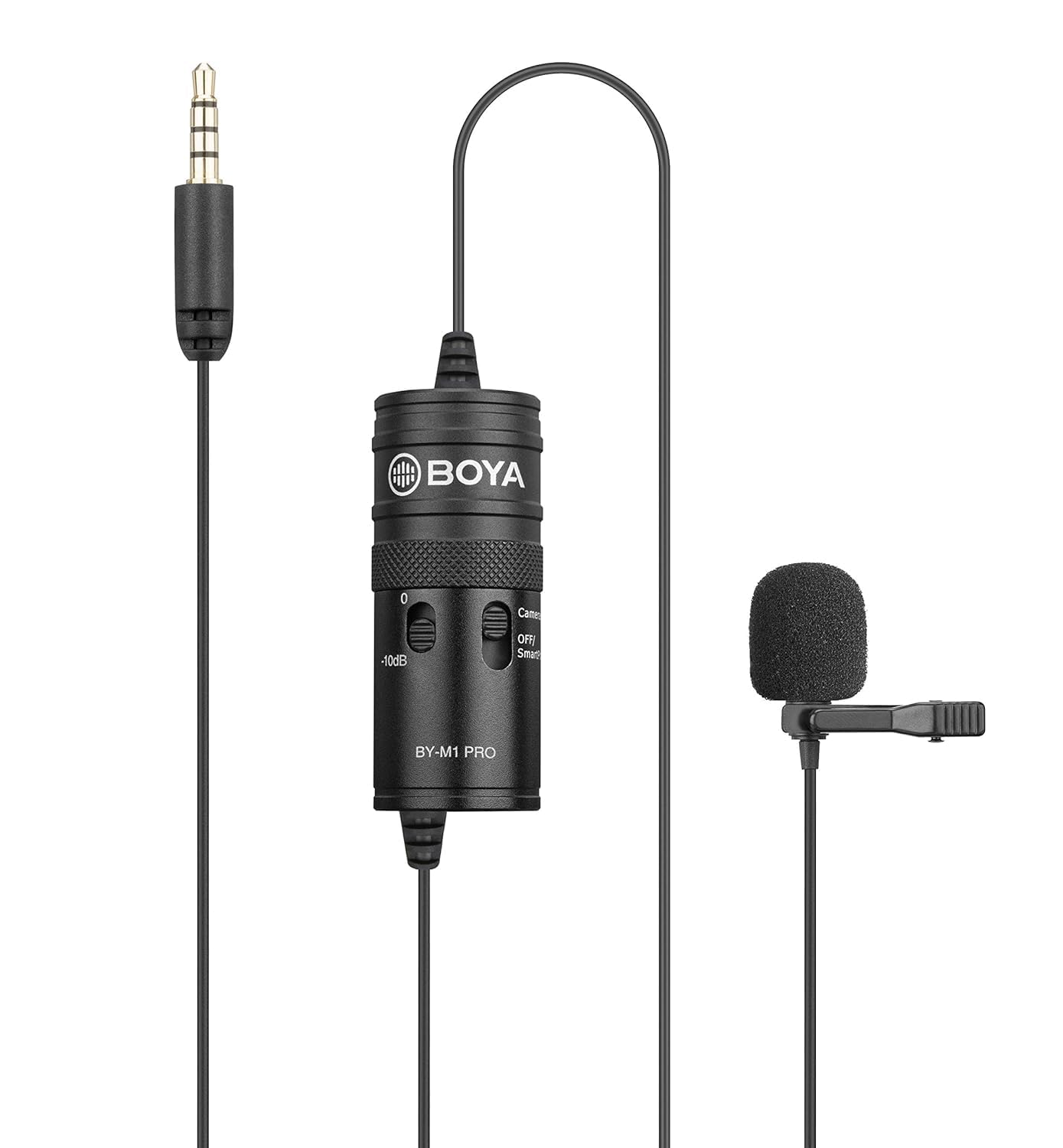 BOYA ByM1 Auxiliary Omnidirectional Lavalier Condenser Microphone with 20ft Audio Cable (Black)