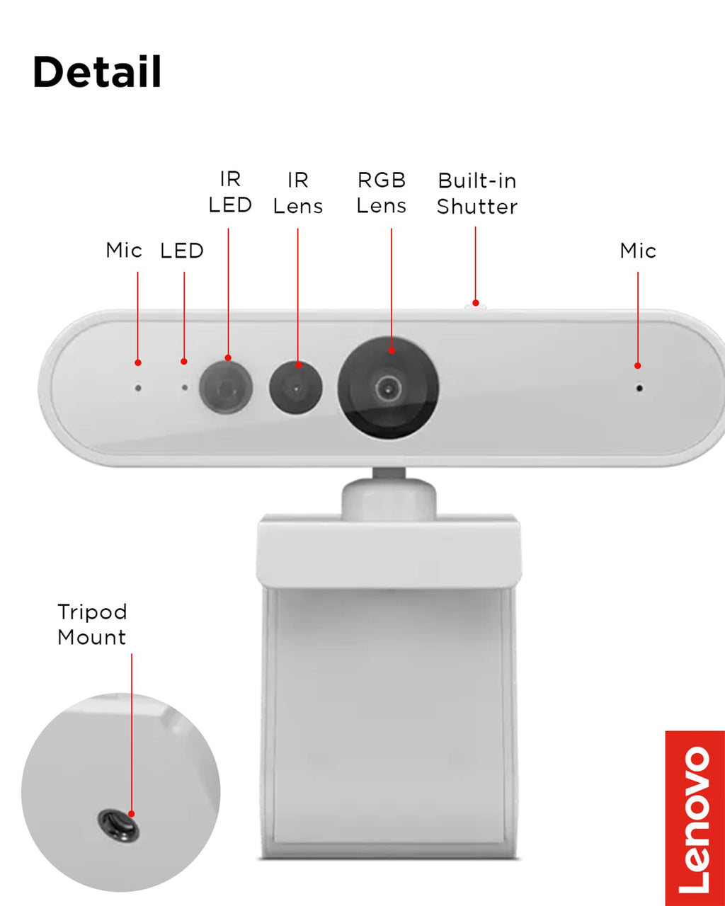 Lenovo 300 FHD Webcam with Full Stereo Dual Built-in Mics | FHD 1080P 2.1 Megapixel CMOS Camera with USB |Ultra-Wide 95° Lens, 4X Digital Zoom | 360 Rotation | Cloud Grey