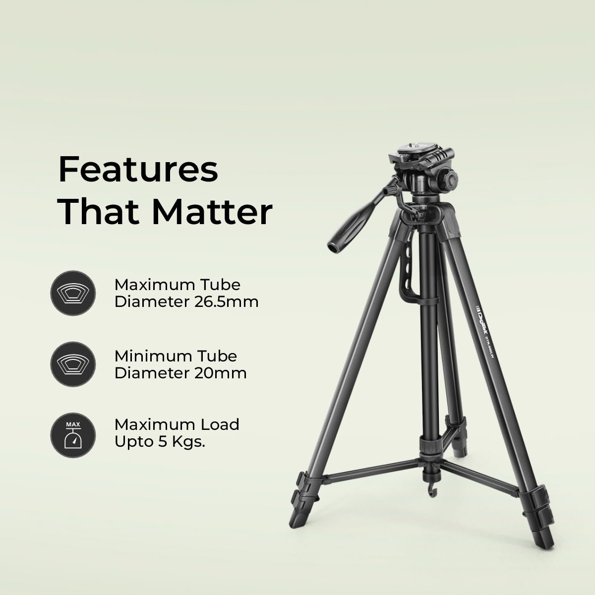 DIGITEK (DTR 550 LW) 67 Inch Foldable Tripod Stand with Phone Holder & 360° Ball Head, 5kg Load Capacity, Aluminum Alloy Legs with Rubberized Feet & Flip Locks, Carry Bag, for Photo & Video Shoots
