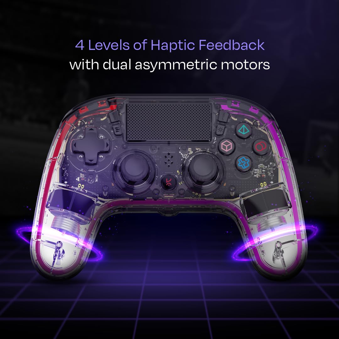 Kreo Mirage Wireless RGB Gaming Controller for PC, Android, iOS & PS4 | Programmable Buttons, Turbo & Macro, Dual Vibration Motors, Hall effect Triggers & Joystic