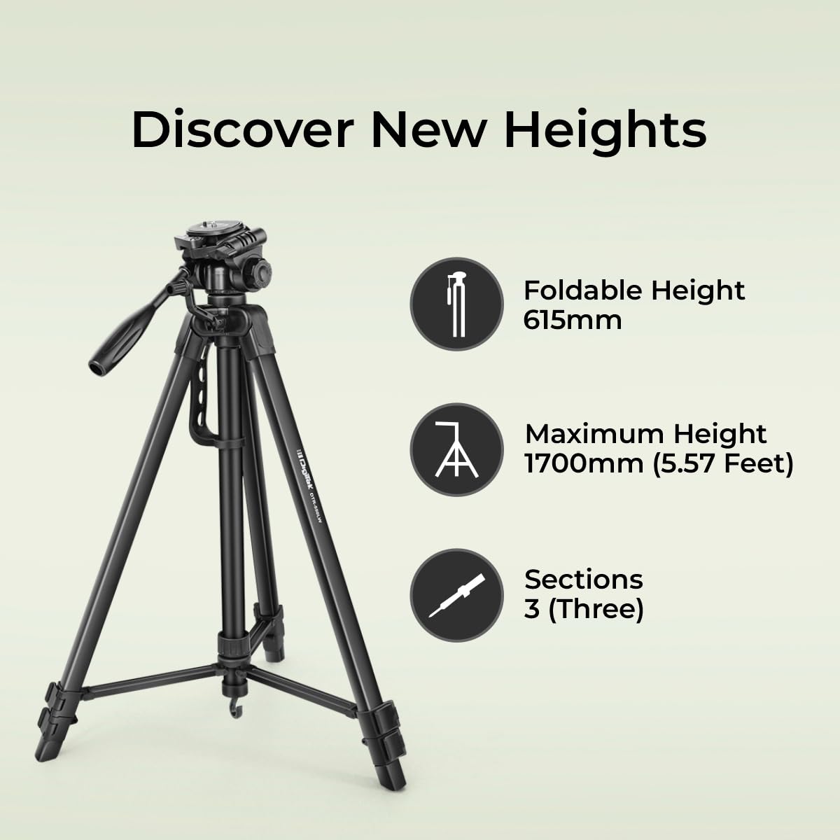 DIGITEK (DTR 550 LW) 67 Inch Foldable Tripod Stand with Phone Holder & 360° Ball Head, 5kg Load Capacity, Aluminum Alloy Legs with Rubberized Feet & Flip Locks, Carry Bag, for Photo & Video Shoots