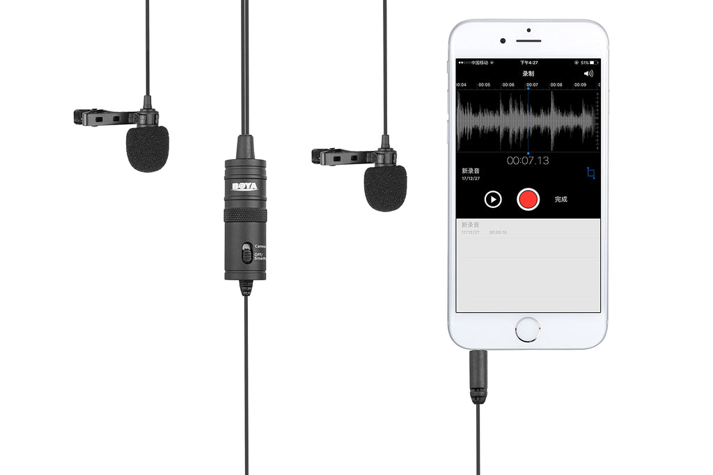 BOYA ByM1 Auxiliary Omnidirectional Lavalier Condenser Microphone with 20ft Audio Cable (Black)