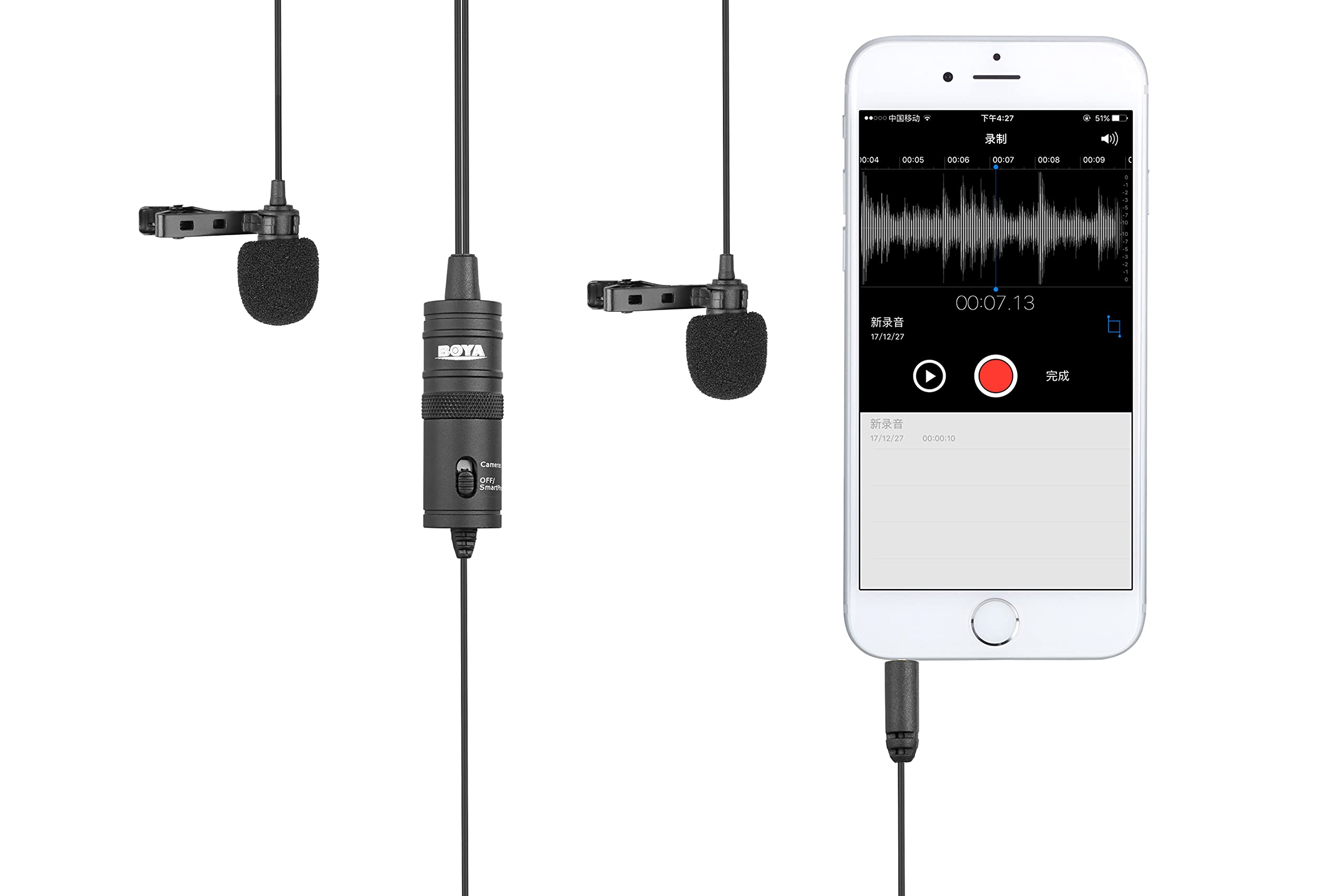 BOYA ByM1 Auxiliary Omnidirectional Lavalier Condenser Microphone with 20ft Audio Cable (Black)