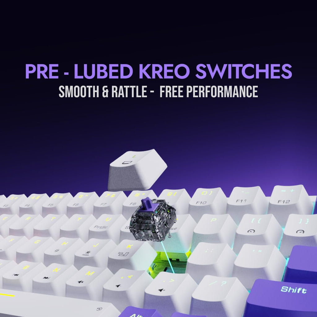 Kreo Hive 65 RGB Mechanical Gaming Keyboard | Pre-Lubed Switches, Anti-Ghosting, 5-Pin Hot-Swap | Wired 65% Keyboard with RGB Backlight & Detachable USB-C Cable (Black)