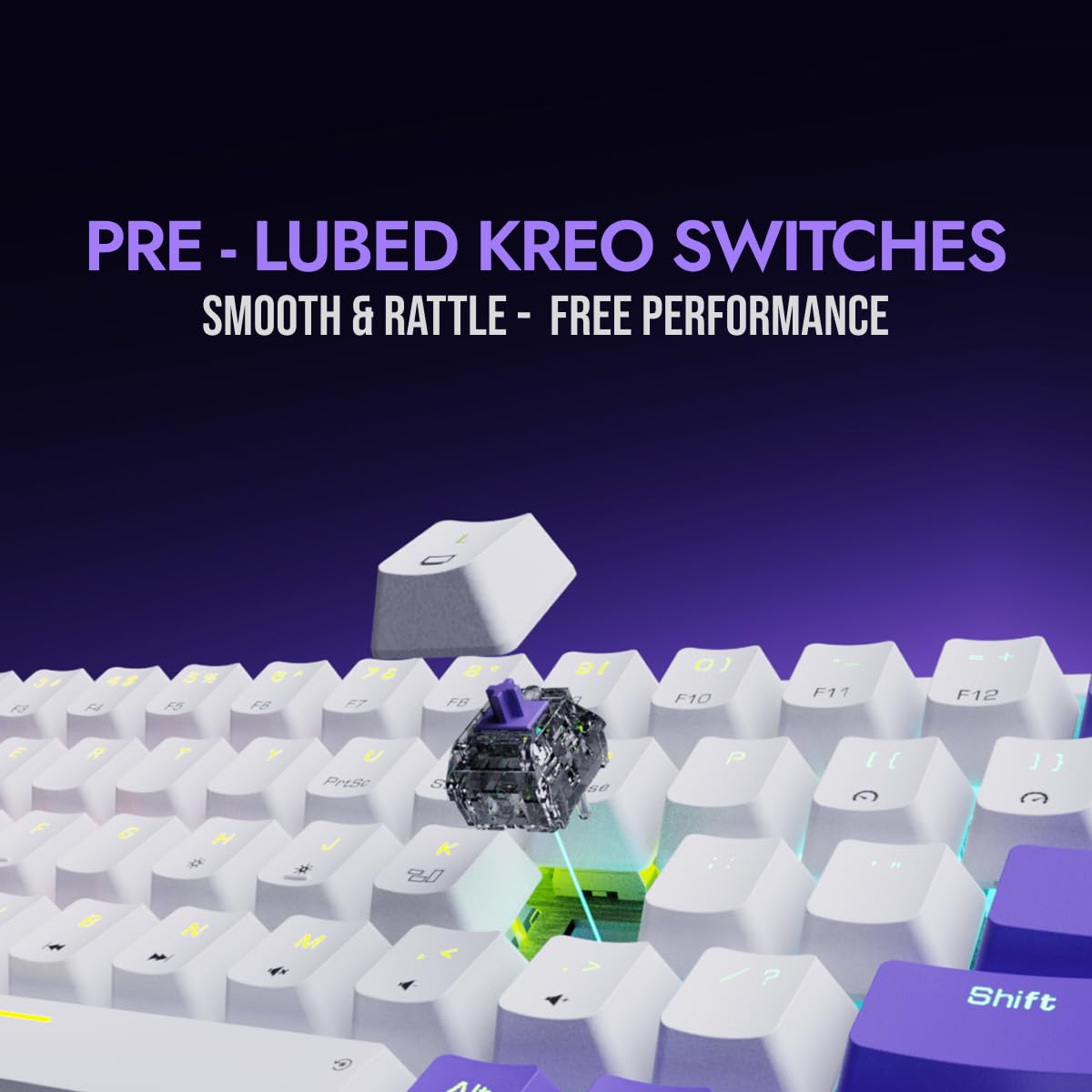 Kreo Hive 65 RGB Mechanical Gaming Keyboard | Pre-Lubed Switches, Anti-Ghosting, 5-Pin Hot-Swap | Wired 65% Keyboard with RGB Backlight & Detachable USB-C Cable (Black)