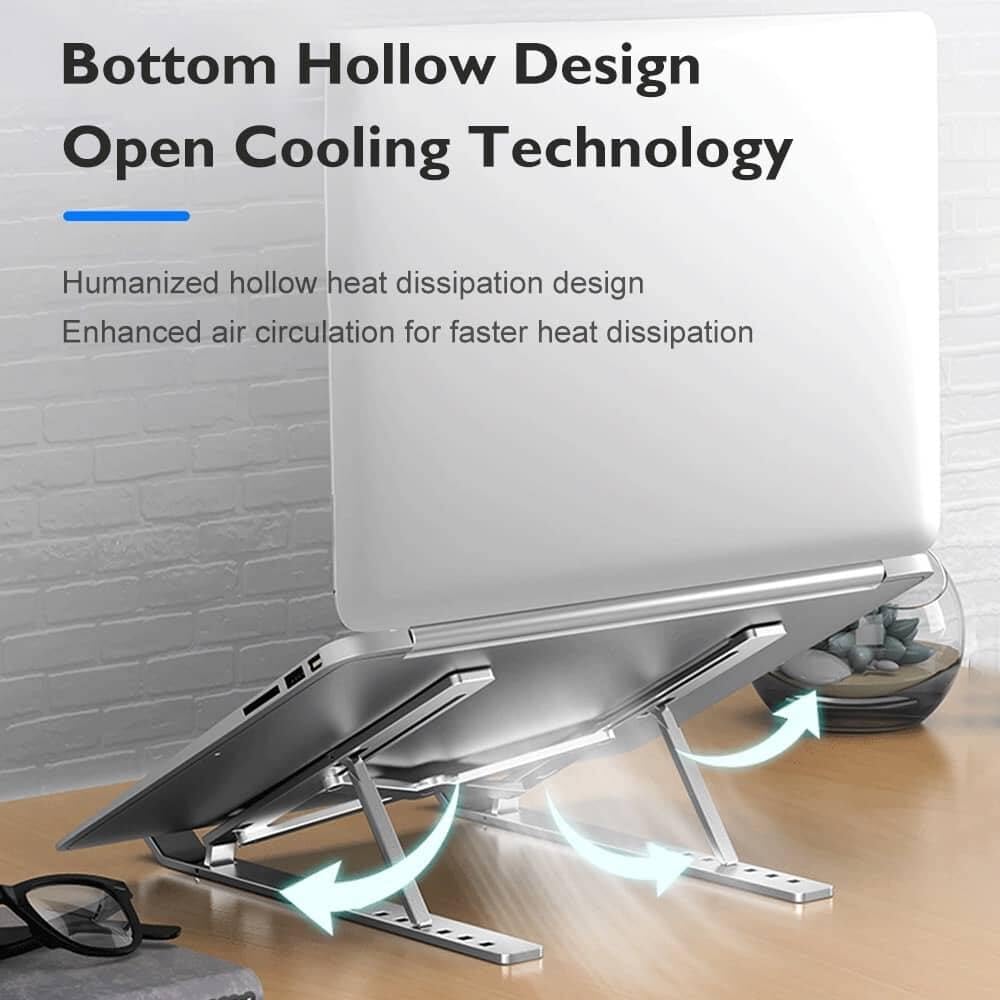 FORIDA Foldable Laptop Stand – Adjustable Height & Angle, Portable Metal Laptop Riser with Anti-Slip Pads, Heat Dissipation, Supports Up to 10kg – for All Laptops up to 15.6"