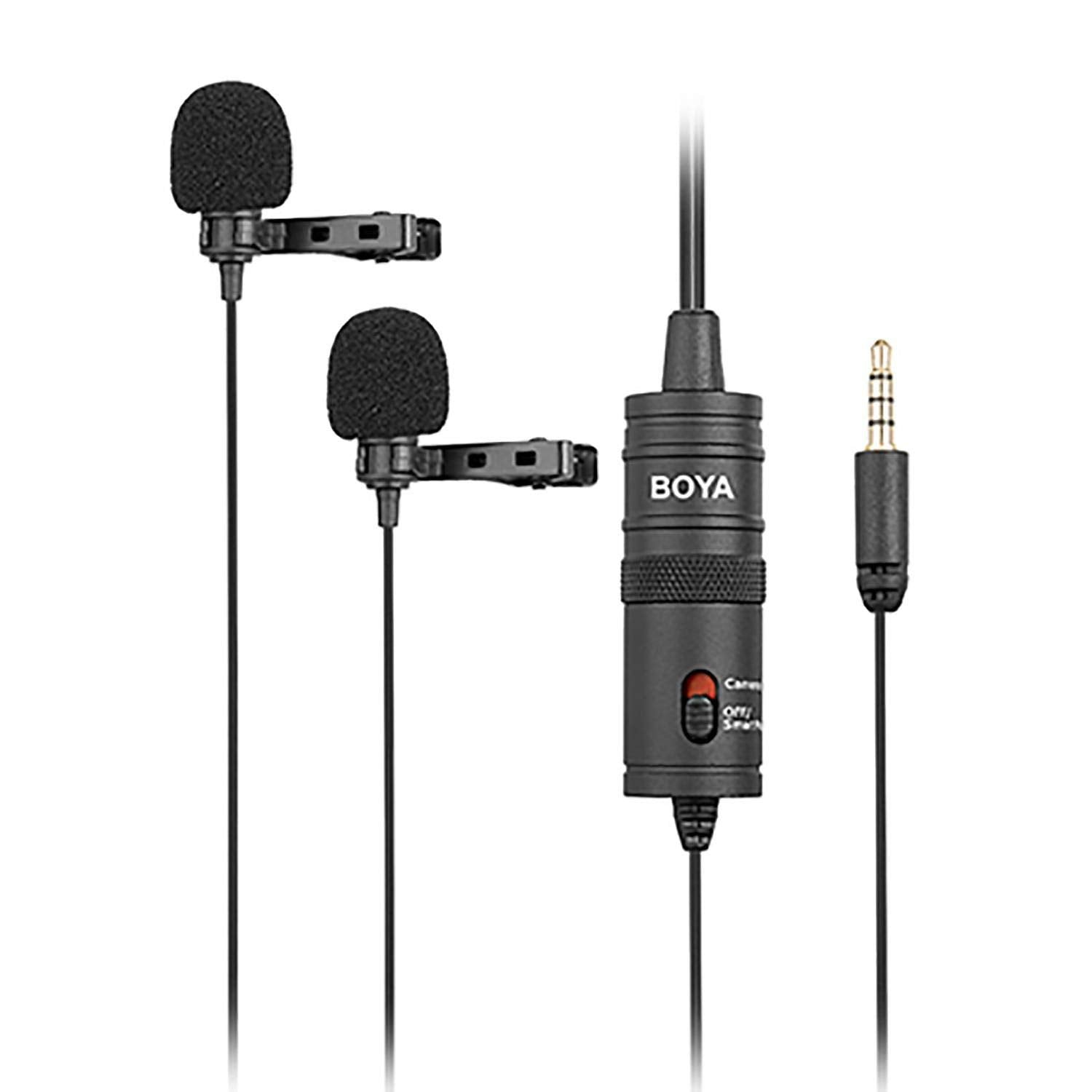 BOYA ByM1 Auxiliary Omnidirectional Lavalier Condenser Microphone with 20ft Audio Cable (Black)