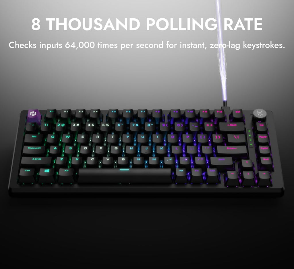 Kreo Hive 65 RGB Mechanical Gaming Keyboard | Pre-Lubed Switches, Anti-Ghosting, 5-Pin Hot-Swap | Wired 65% Keyboard with RGB Backlight & Detachable USB-C Cable (Black)