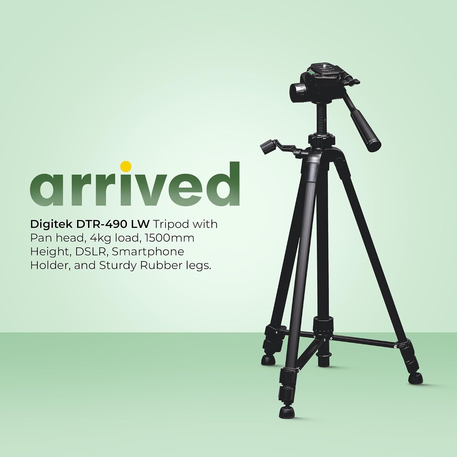 DIGITEK (DTR 550 LW) 67 Inch Foldable Tripod Stand with Phone Holder & 360° Ball Head, 5kg Load Capacity, Aluminum Alloy Legs with Rubberized Feet & Flip Locks, Carry Bag, for Photo & Video Shoots