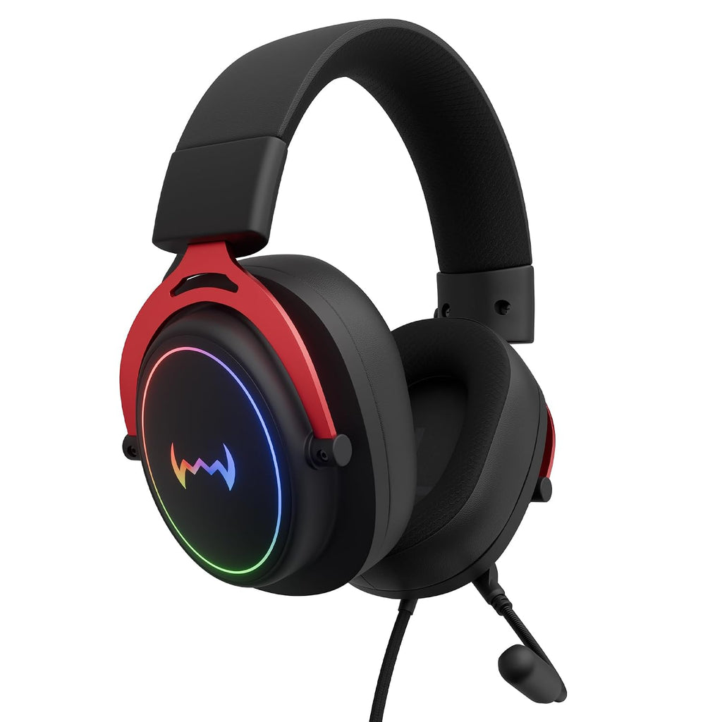 daWg HeadBug G30 Wired Gaming Headset, 50mm Neodymium Drivers, Virtual 7.1 Surround Sound, Hi-Res Audio, Flexible Gaming Mic, Audio Controls, RGB LED, Soft Ear Cushions, Windows Software (Black)