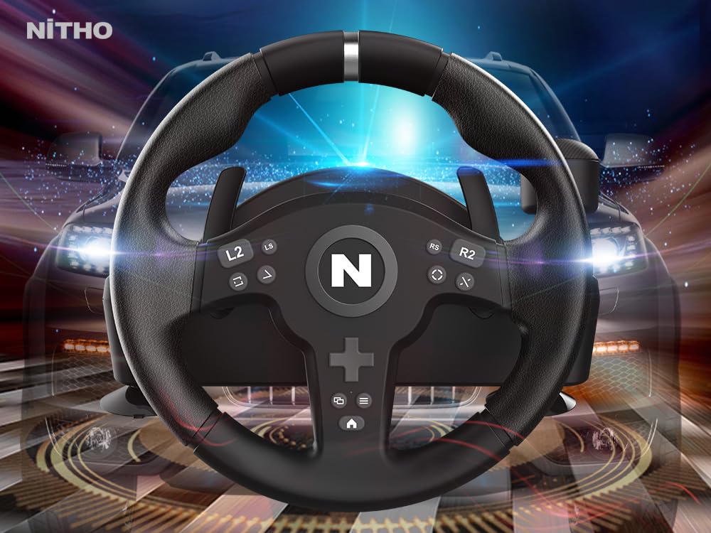 Nitho Drive Pro V200 Gaming Steering Wheel with Pedals and Integrated Gear Shifter, 270° Racing Wheel for PC, PS4, Xbox One & Xbox Series X|S, Switch & Switch 2, Driving Car Simulator with Vibration