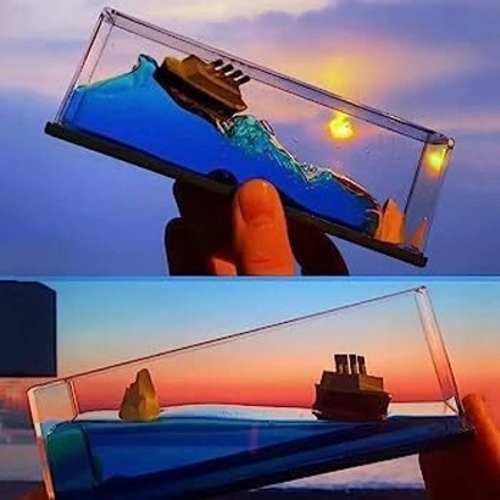 Wishbone Titanic Liquid Wave Cruise Ship Floating Car Dashboard Showpiece