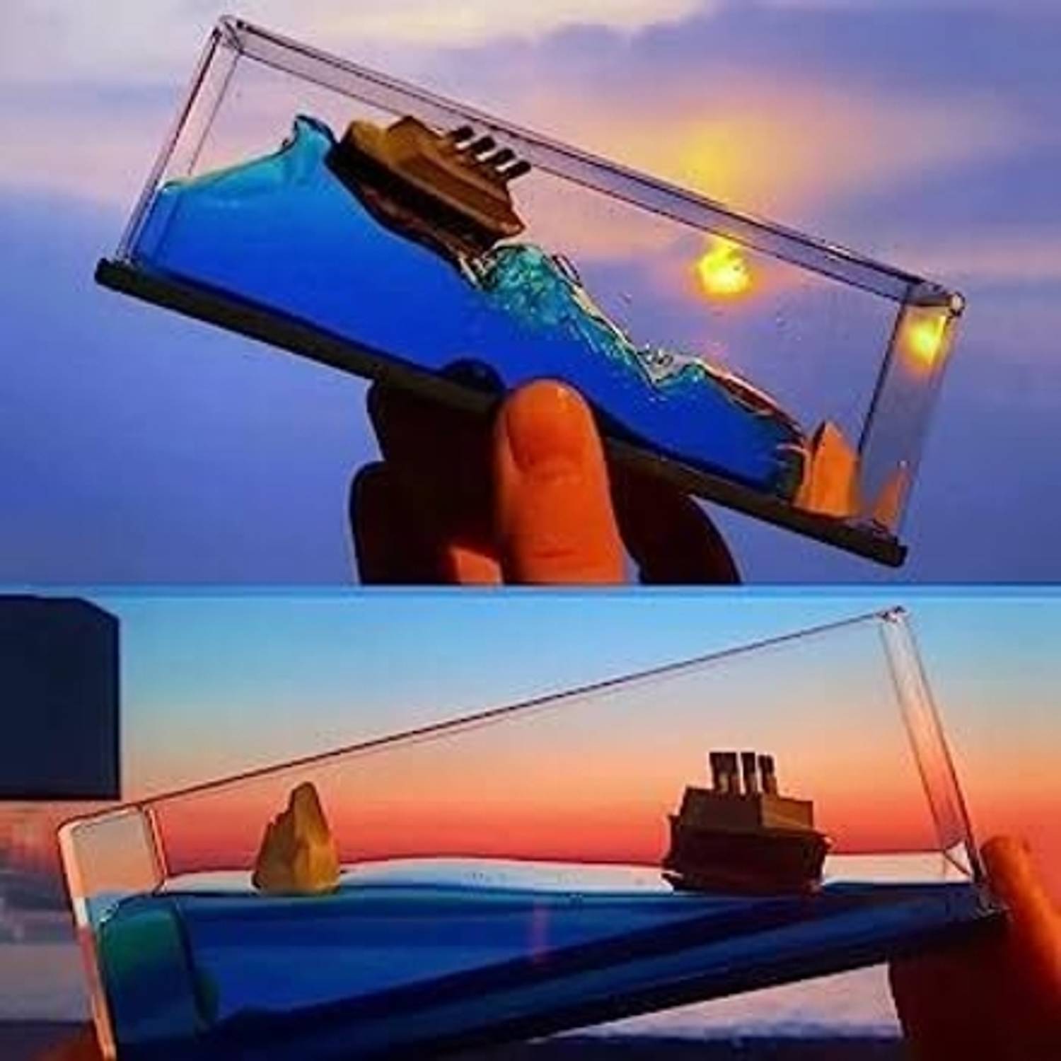 Wishbone Titanic Liquid Wave Cruise Ship Floating Car Dashboard Showpiece
