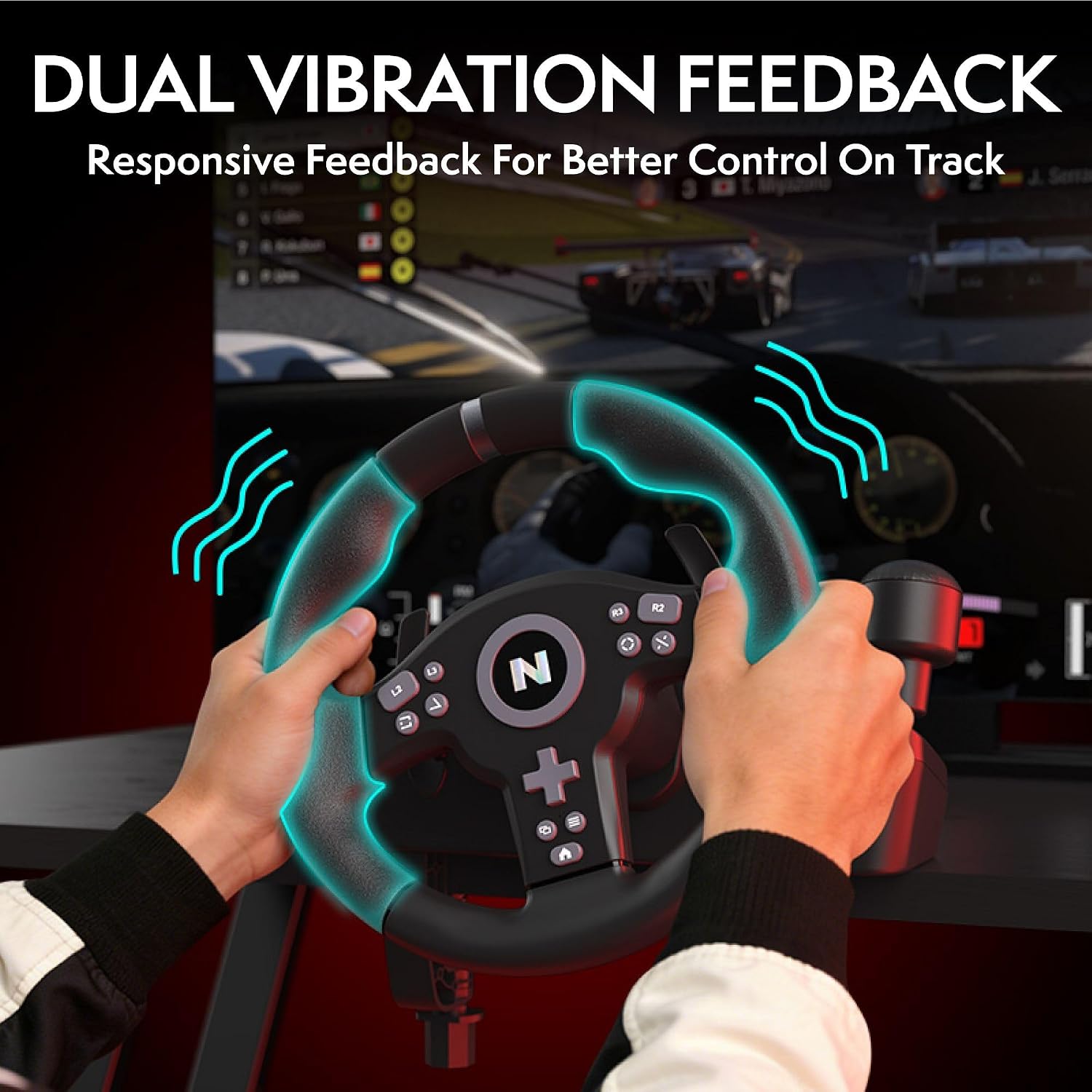 Nitho Drive Pro V200 Gaming Steering Wheel with Pedals and Integrated Gear Shifter, 270° Racing Wheel for PC, PS4, Xbox One & Xbox Series X|S, Switch & Switch 2, Driving Car Simulator with Vibration
