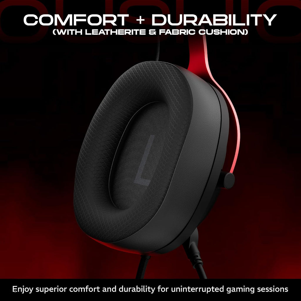 daWg HeadBug G30 Wired Gaming Headset, 50mm Neodymium Drivers, Virtual 7.1 Surround Sound, Hi-Res Audio, Flexible Gaming Mic, Audio Controls, RGB LED, Soft Ear Cushions, Windows Software (Black)