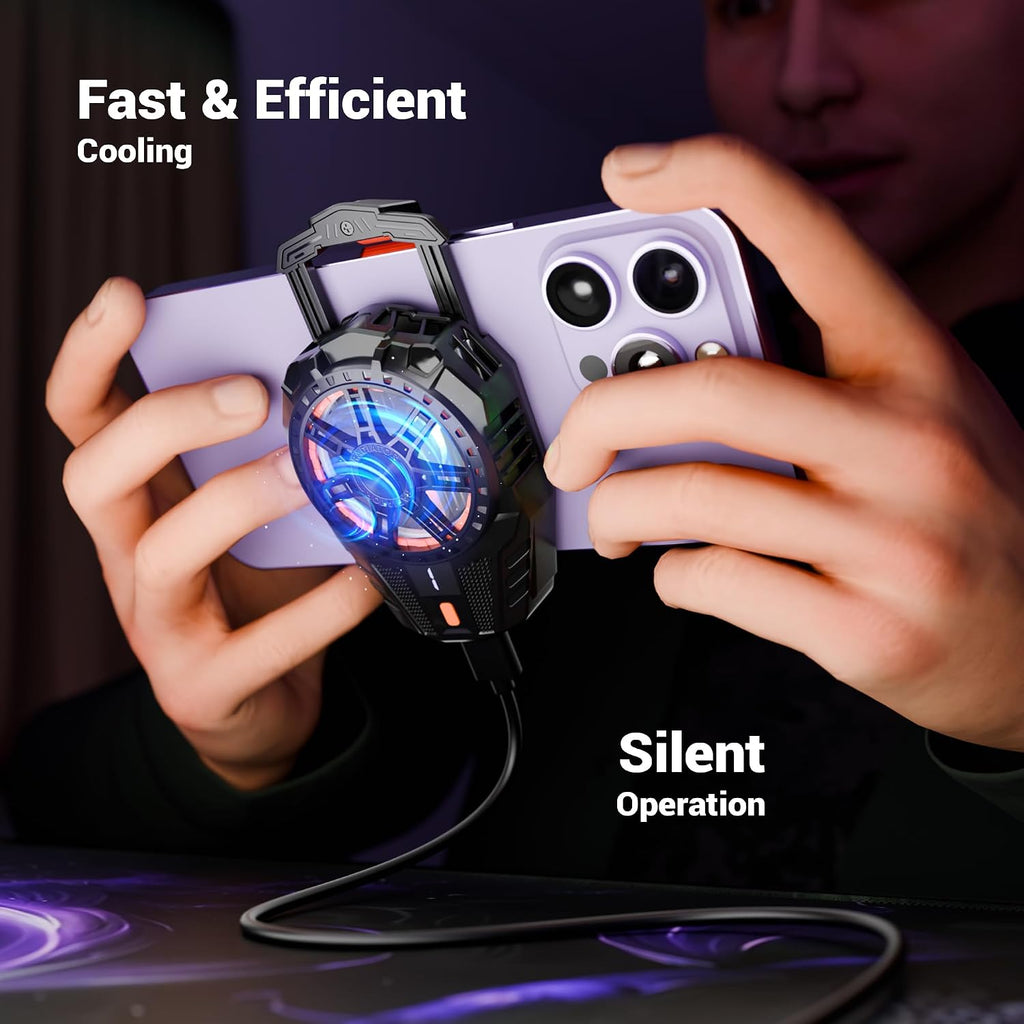ZEBRONICS FROSTFLO 10 Ultralight Mobile Cooler, 5000 RPM, Gaming Fan, 3 Level Speed Adjustment, Clip Type, LED Temperature & Mode Display, Type-C Compatible