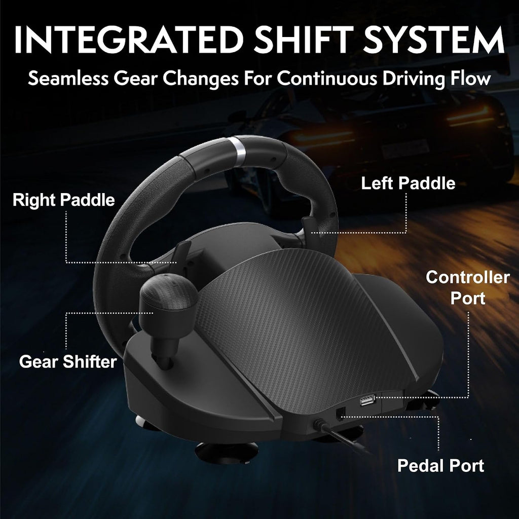 Nitho Drive Pro V200 Gaming Steering Wheel with Pedals and Integrated Gear Shifter, 270° Racing Wheel for PC, PS4, Xbox One & Xbox Series X|S, Switch & Switch 2, Driving Car Simulator with Vibration