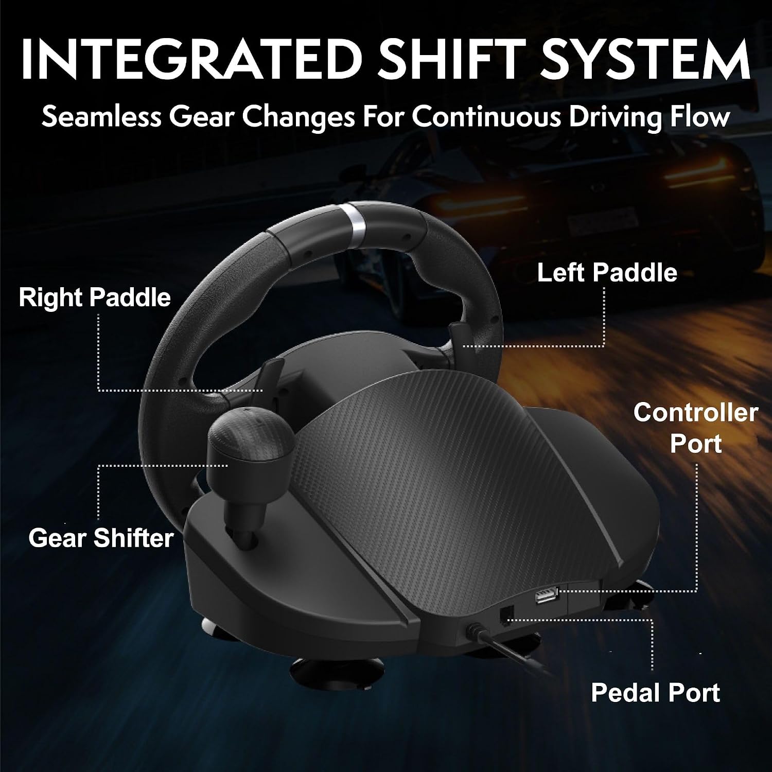 Nitho Drive Pro V200 Gaming Steering Wheel with Pedals and Integrated Gear Shifter, 270° Racing Wheel for PC, PS4, Xbox One & Xbox Series X|S, Switch & Switch 2, Driving Car Simulator with Vibration