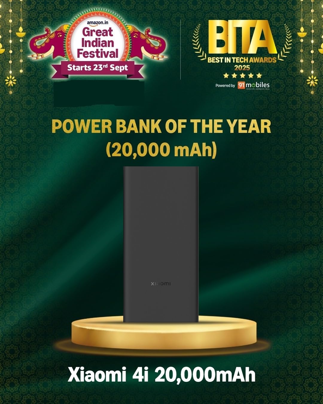 Xiaomi Power Bank 4i 20000mAh 33W Super Fast Charging PD |Smart 12 Layer Protection|Type C Input & Output|Triple Output Ports