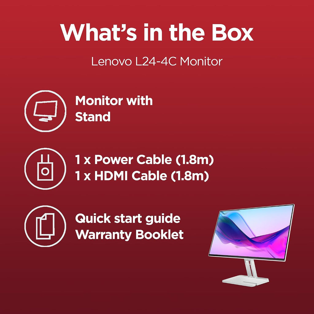 Lenovo L24-4C| 24 Inch (60.96cm) Ultraslim PC Monitor, IPS, FHD 1920x1080, 144Hz, 99% sRGB