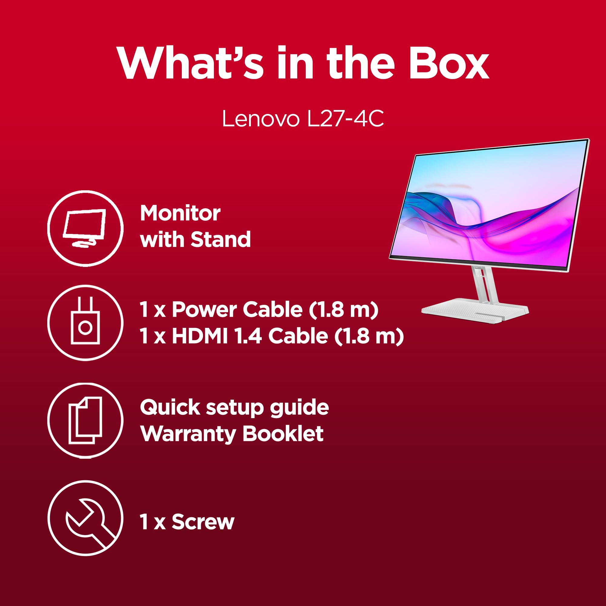 Lenovo L24-4C| 24 Inch (60.96cm) Ultraslim PC Monitor, IPS, FHD 1920x1080, 144Hz, 99% sRGB