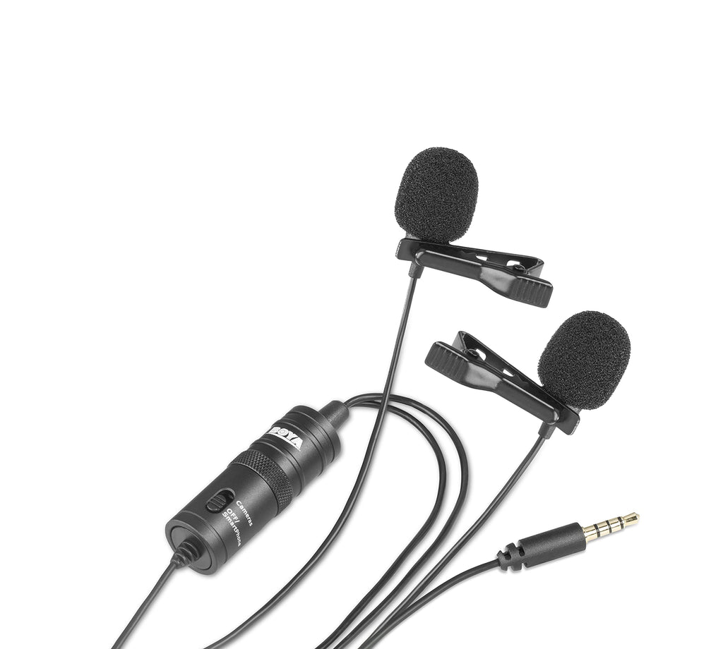 BOYA ByM1 Auxiliary Omnidirectional Lavalier Condenser Microphone with 20ft Audio Cable (Black)