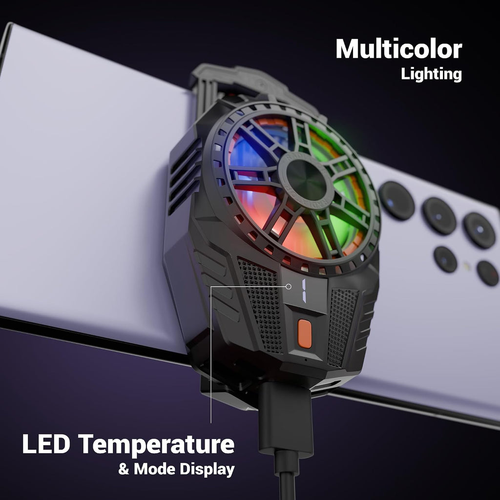 ZEBRONICS FROSTFLO 10 Ultralight Mobile Cooler, 5000 RPM, Gaming Fan, 3 Level Speed Adjustment, Clip Type, LED Temperature & Mode Display, Type-C Compatible