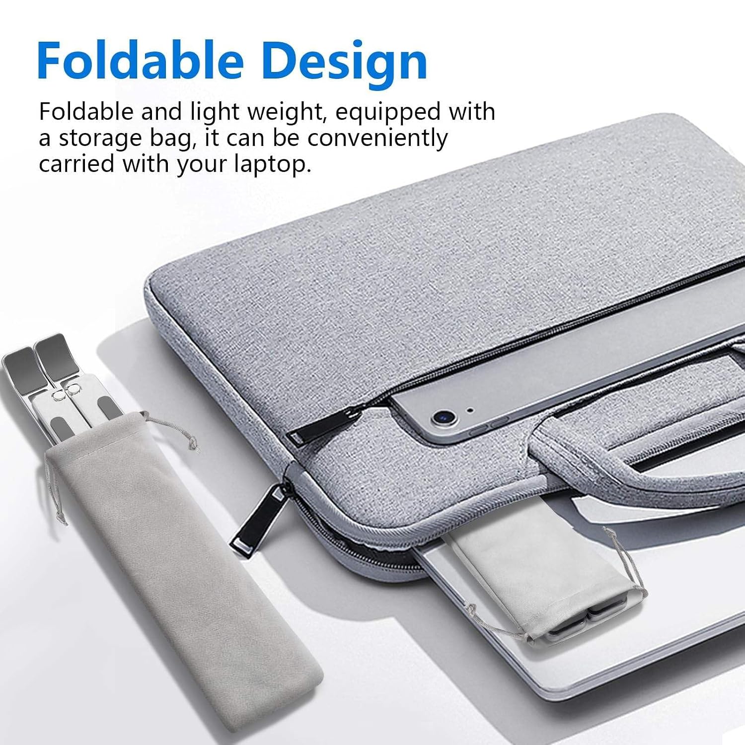 FORIDA Foldable Laptop Stand – Adjustable Height & Angle, Portable Metal Laptop Riser with Anti-Slip Pads, Heat Dissipation, Supports Up to 10kg – for All Laptops up to 15.6"