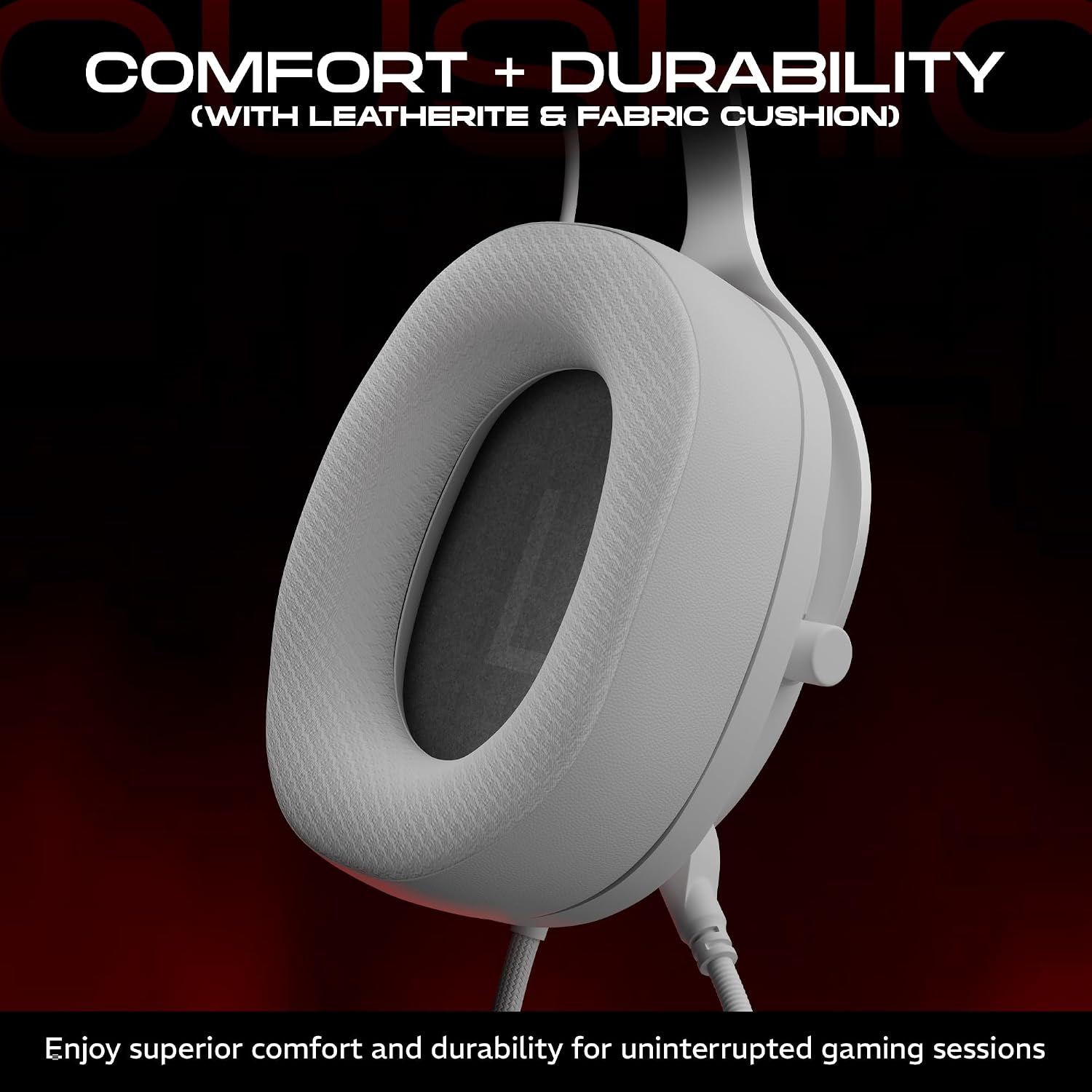 daWg HeadBug G30 Wired Gaming Headset, 50mm Neodymium Drivers, Virtual 7.1 Surround Sound, Hi-Res Audio, Flexible Gaming Mic, Audio Controls, RGB LED, Soft Ear Cushions, Windows Software (Black)
