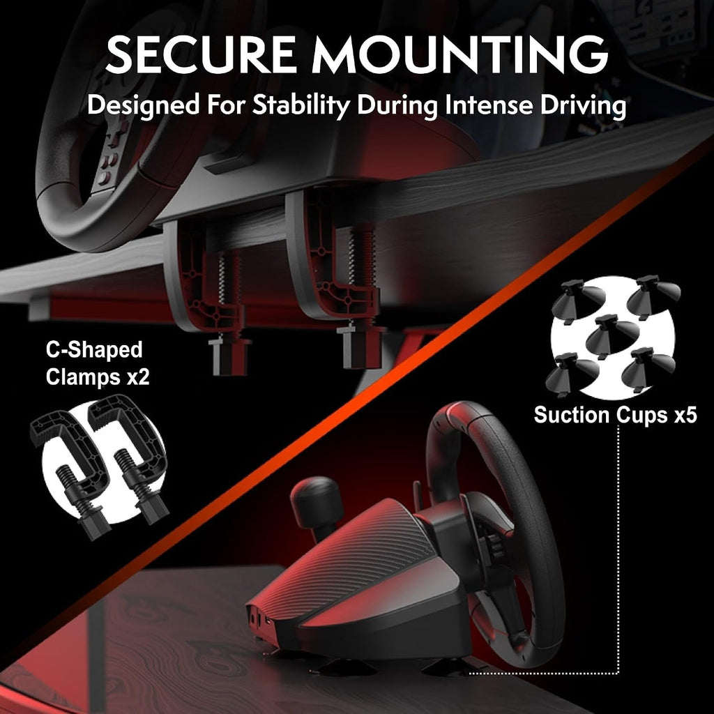 Nitho Drive Pro V200 Gaming Steering Wheel with Pedals and Integrated Gear Shifter, 270° Racing Wheel for PC, PS4, Xbox One & Xbox Series X|S, Switch & Switch 2, Driving Car Simulator with Vibration