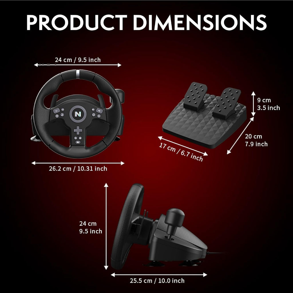 Nitho Drive Pro V200 Gaming Steering Wheel with Pedals and Integrated Gear Shifter, 270° Racing Wheel for PC, PS4, Xbox One & Xbox Series X|S, Switch & Switch 2, Driving Car Simulator with Vibration