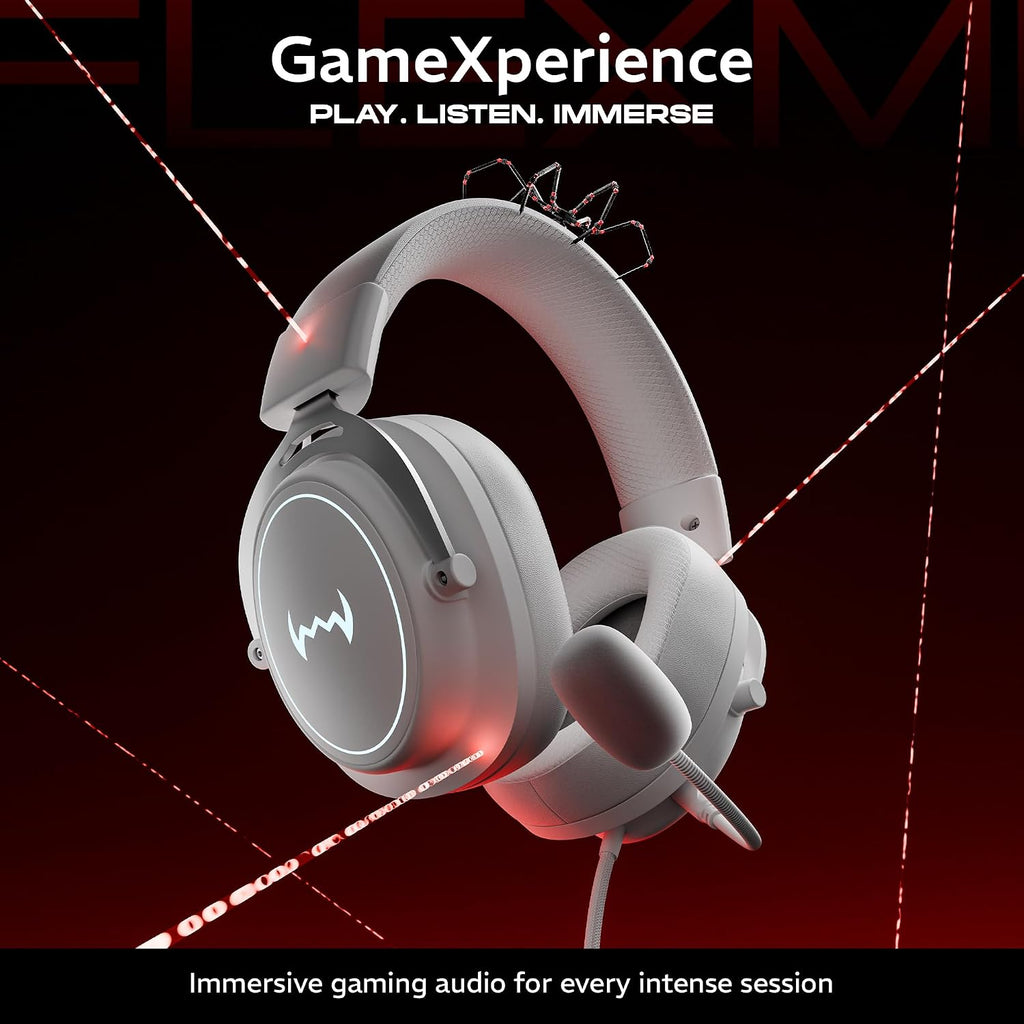daWg HeadBug G30 Wired Gaming Headset, 50mm Neodymium Drivers, Virtual 7.1 Surround Sound, Hi-Res Audio, Flexible Gaming Mic, Audio Controls, RGB LED, Soft Ear Cushions, Windows Software (Black)