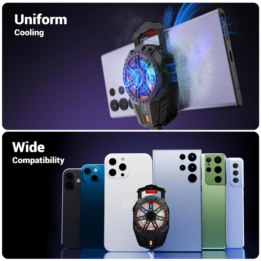 ZEBRONICS FROSTFLO 10 Ultralight Mobile Cooler, 5000 RPM, Gaming Fan, 3 Level Speed Adjustment, Clip Type, LED Temperature & Mode Display, Type-C Compatible
