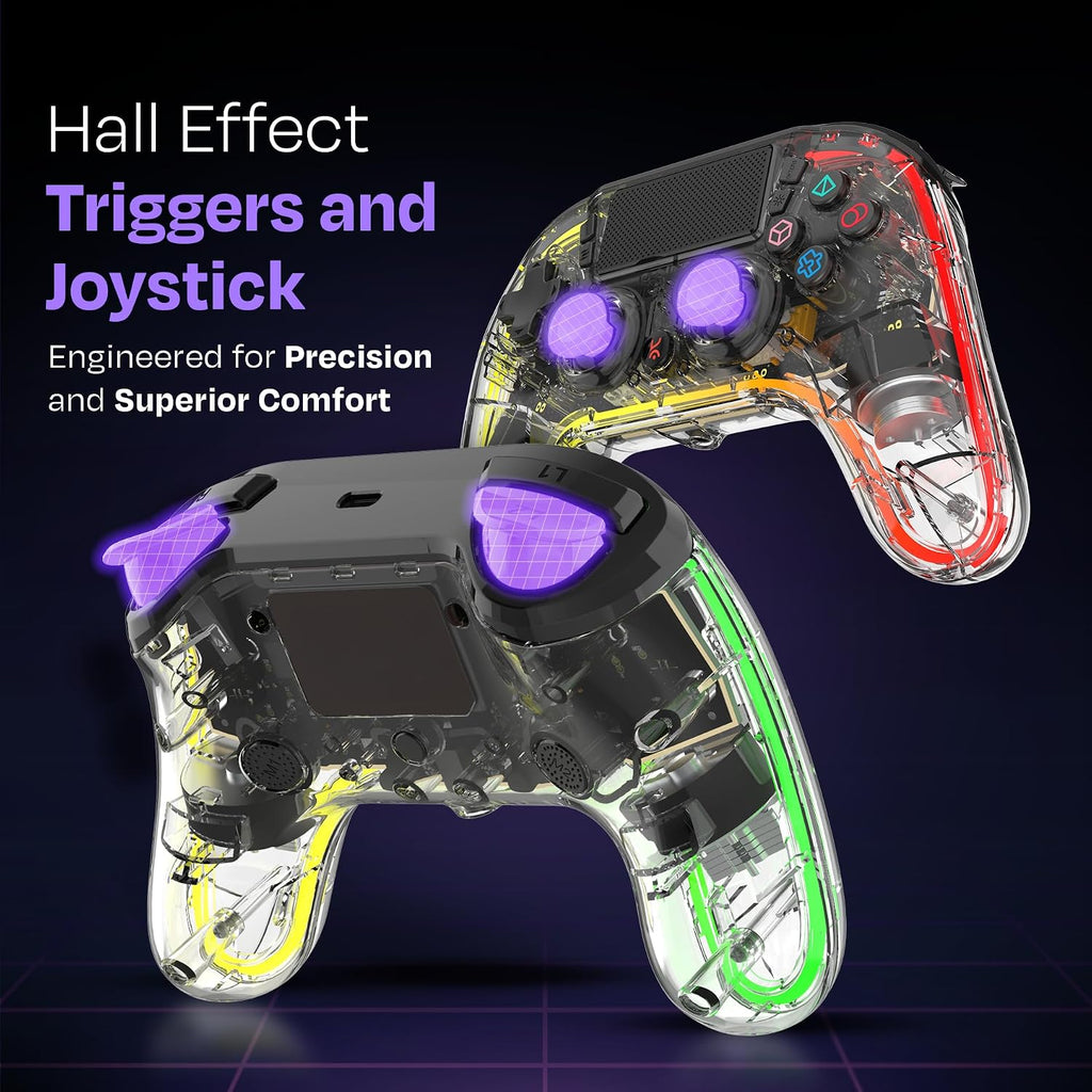 Kreo Mirage Wireless RGB Gaming Controller for PC, Android, iOS & PS4 | Programmable Buttons, Turbo & Macro, Dual Vibration Motors, Hall effect Triggers & Joystic