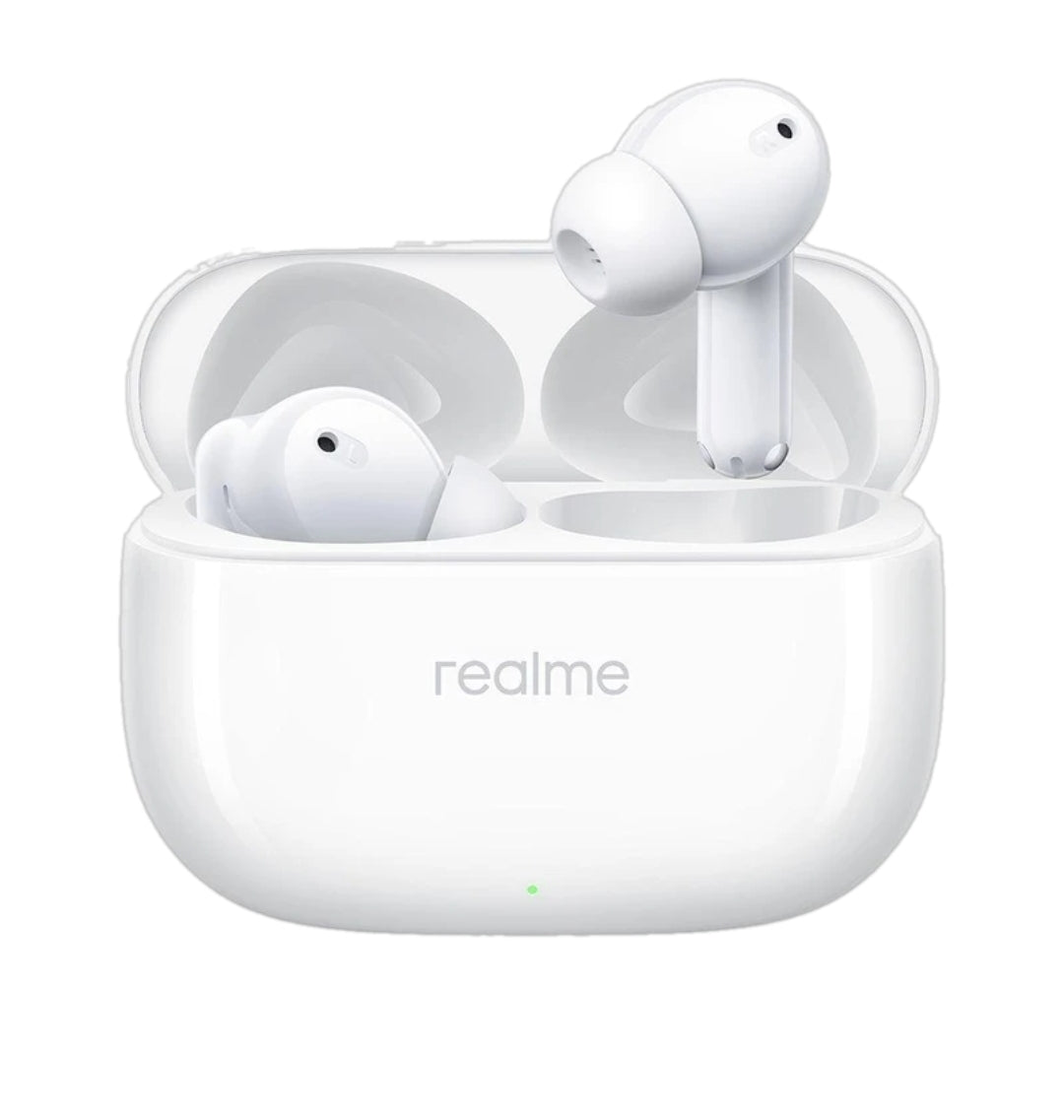 Realme Buds T310 with 12.4mm Driver, 46dB ANC, Spatial Audio and upto 40 hours Playback Bluetooth Headset (Agile White, True Wireless)