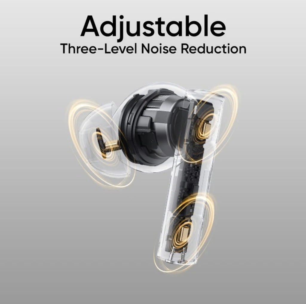 Realme Buds T310 with 12.4mm Driver, 46dB ANC, Spatial Audio and upto 40 hours Playback Bluetooth Headset (Agile White, True Wireless)