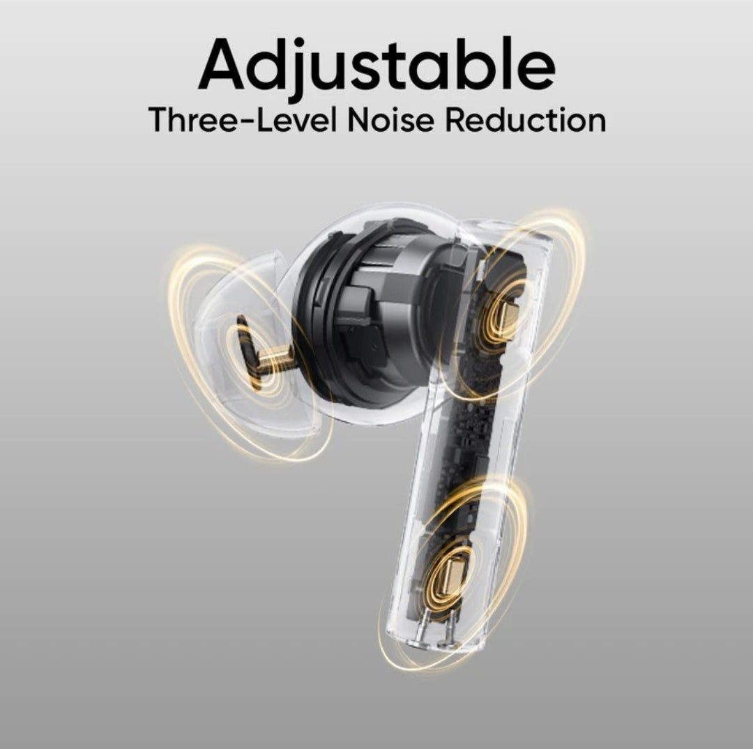 Realme Buds T310 with 12.4mm Driver, 46dB ANC, Spatial Audio and upto 40 hours Playback Bluetooth Headset (Agile White, True Wireless)