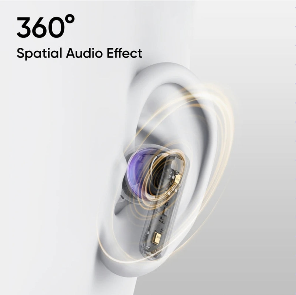 Realme Buds T310 with 12.4mm Driver, 46dB ANC, Spatial Audio and upto 40 hours Playback Bluetooth Headset (Agile White, True Wireless)