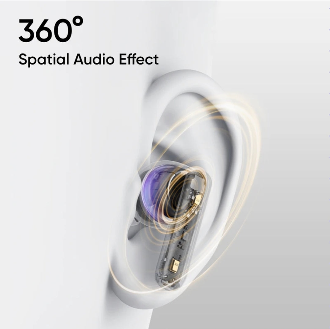 Realme Buds T310 with 12.4mm Driver, 46dB ANC, Spatial Audio and upto 40 hours Playback Bluetooth Headset (Agile White, True Wireless)